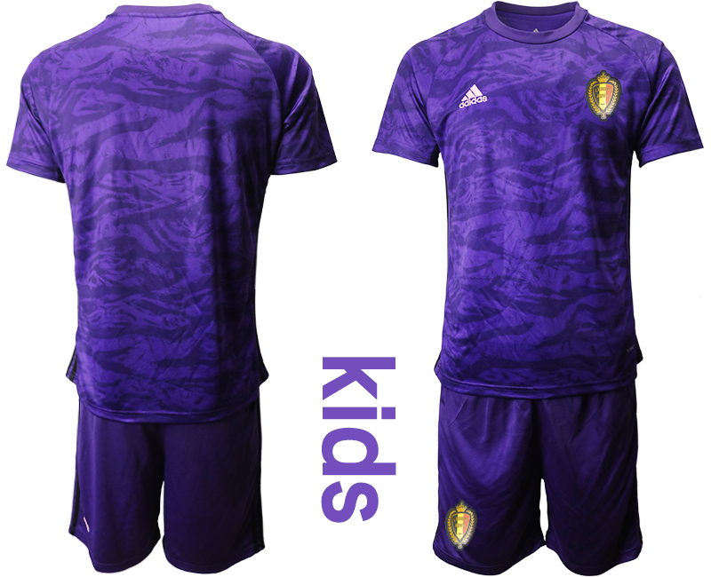 Cheap 2021 European Cup Belgium purple goalkeeper Youth soccer jerseys
